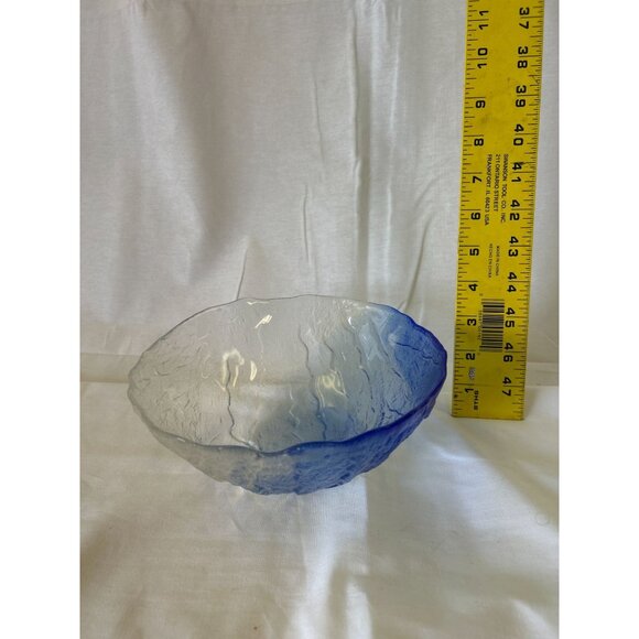 Handmade Textured Glass Bowl With Blue Gradient Design - Picture 2 of 2